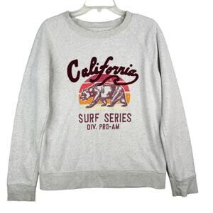 Reflex California Surf Series Sweatshirt Applique Screen Print Grey Retro L